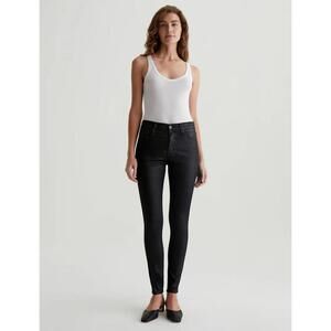 AG Jeans Farrah Skinny Ankle Jean in Leatherette Super Black